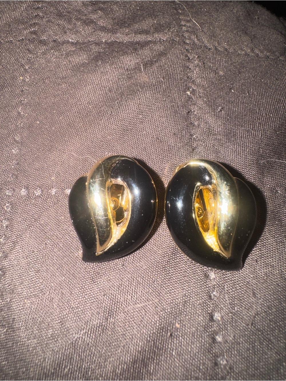 Black and Gold Sculptural Clip-On Earrings